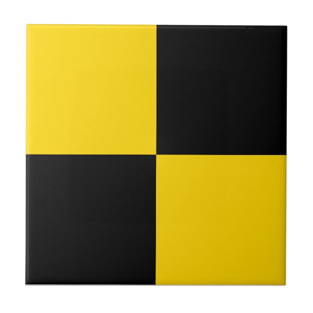 Black & Gold Square Box Stylish Pattern Tile (Front)