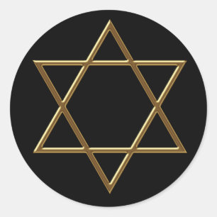 Black Gold Star of David Stickers