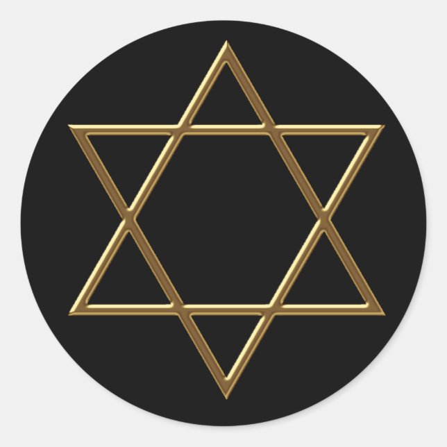 Black Gold Star of David Stickers (Front)