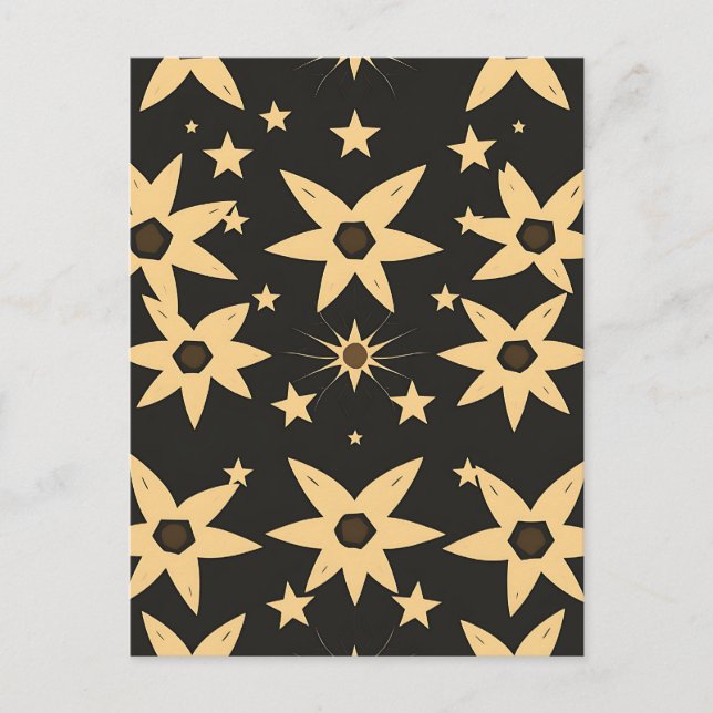 Black Gold Star Pattern Celestial Night Sky  Postcard (Front)