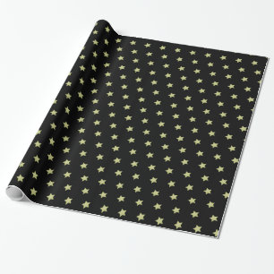 Black & Gold Star Pattern Christmas Wrapping Paper