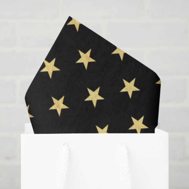 black gold star pattern party tissue paper (Gift Bag)