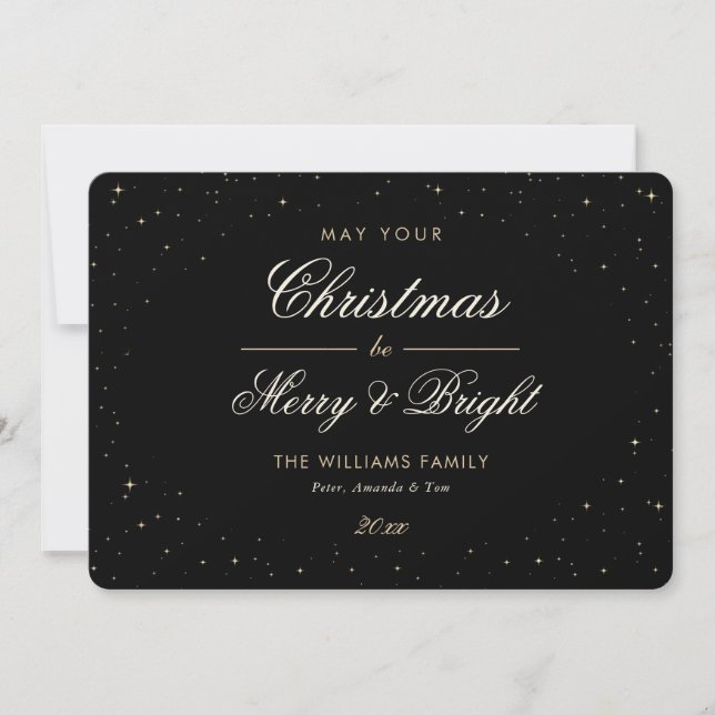 Black Gold Starry Christmas Holiday Card (Front)