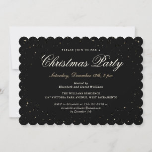 Black Gold Starry Christmas Holiday Party Invitation
