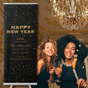 Black & Gold Stars Custom Private Event Retractable Banner