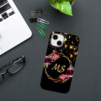 Black gold stars florals burgundy monogram