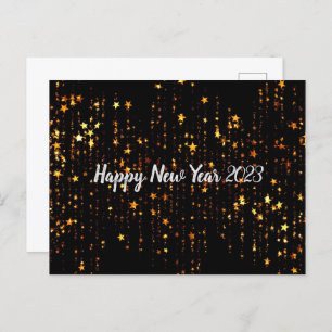 Black Gold Stars Happy New Year 2023 Postcard