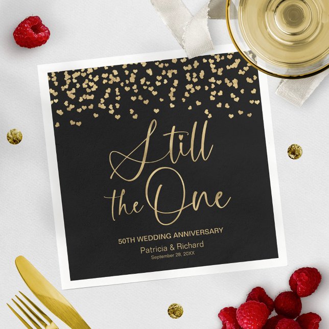 Black Gold Still The One Wedding Vow Renewal Napkin (Creator Uploaded)