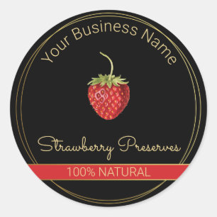 Black & Gold Strawberry Preserves Product Label