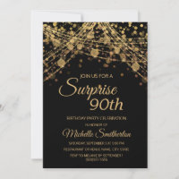 Black Gold String Lights Surprise 90th Birthday