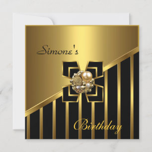 Black Gold Stripe Art Deco Invite Birthday Party 3
