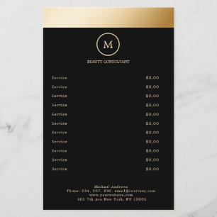 Black Gold Stripe Monogramm Circle Flyer