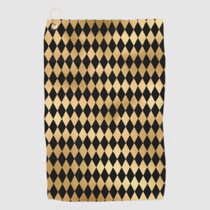 Black & Gold Stripe Striped Pattern Minimal Golf Towel