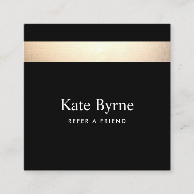 Black Gold Striped Refer a Friend Referral Card (Front)