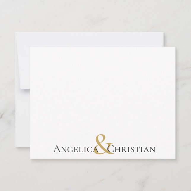 Black Gold Stripes Couples Personalised Stationery Card (Front)