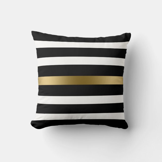Black & Gold Stripes Cushion (Front)
