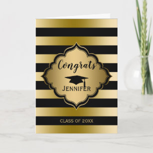 Black Gold Stripes- Graduate Holiday Card