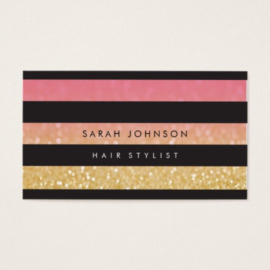 Black Gold Stripes Hair Stylist Appointment Cards