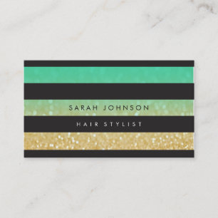 Black Gold Stripes Hair Stylist Appointment Cards