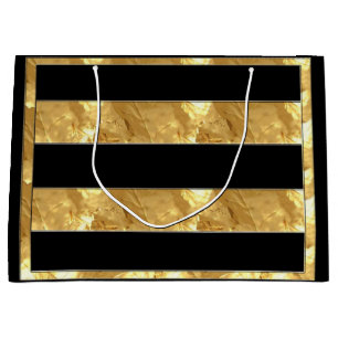 Black Gold Stripes Large Gift Bag