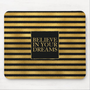 Black Gold Stripes Mouse Mat
