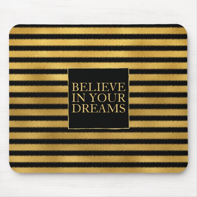 Black Gold Stripes Mouse Mat (Front)