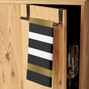 Black & Gold Stripes Tea Towel