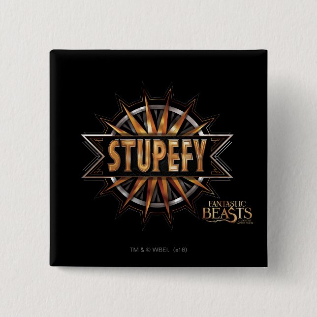Black & Gold Stupefy Spell Graphic 15 Cm Square Badge (Front)