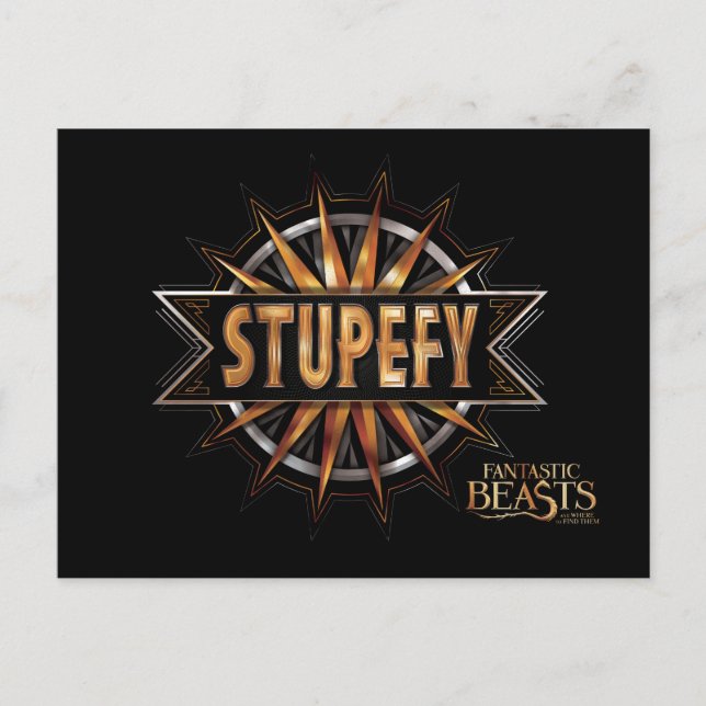 Black & Gold Stupefy Spell Graphic Postcard (Front)