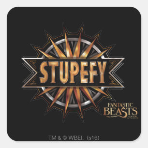 Black & Gold Stupefy Spell Graphic Square Sticker