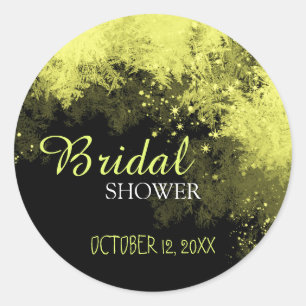 Black & Gold Stylish Bridal Shower Classic Round Sticker