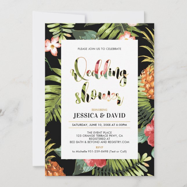 Black & Gold | Summer Wedding Shower Invitation (Front)