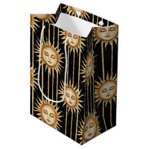 Black Gold Sun Eyelashes Birthday Medium Gift Bag