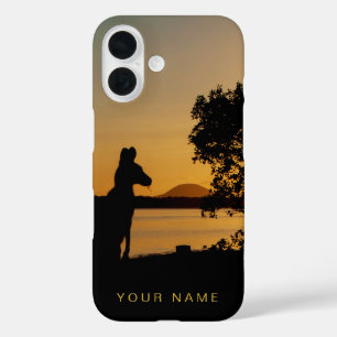 Black & Gold Sunset Silhouette Kangaroo Australia iPhone 16 Case