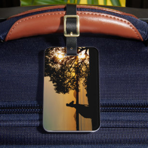 Black & Gold Sunset Silhouette Kangaroo Australia Luggage Tag