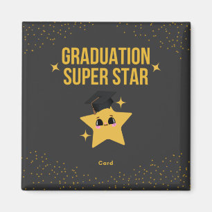 Black Gold Super Star Graduation Congratulations  Magnet