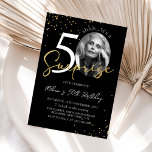 Black Gold Surprise 50th Birthday Photo Invitation<br><div class="desc">Black Gold Surprise 50th Birthday Photo Invitation</div>