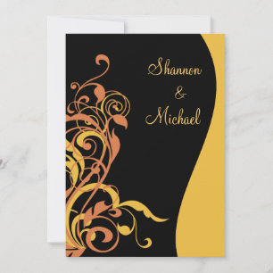 Black Gold Swirl Wedding Invitation