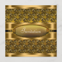 Black Gold Swirls All Occasion Party Invitation