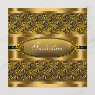 Black Gold Swirls All Occasion Party Invitation