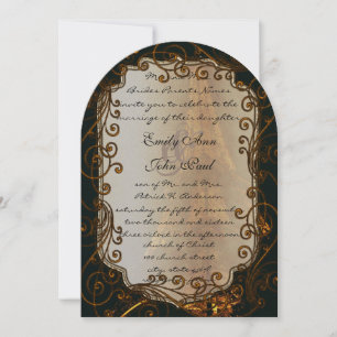 Black Gold Swirls Eiffel Tower Wedding Invitation