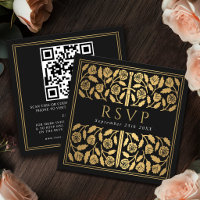 Black Gold Sword Royal Wedding RSVP QR Code