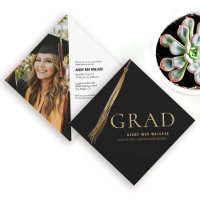 Black Gold Tassel Unique Graduation Custom Photo 