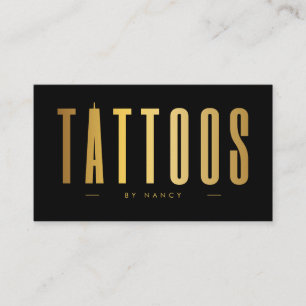 Black & Gold Tattoo Artist Minimalist  Business Card