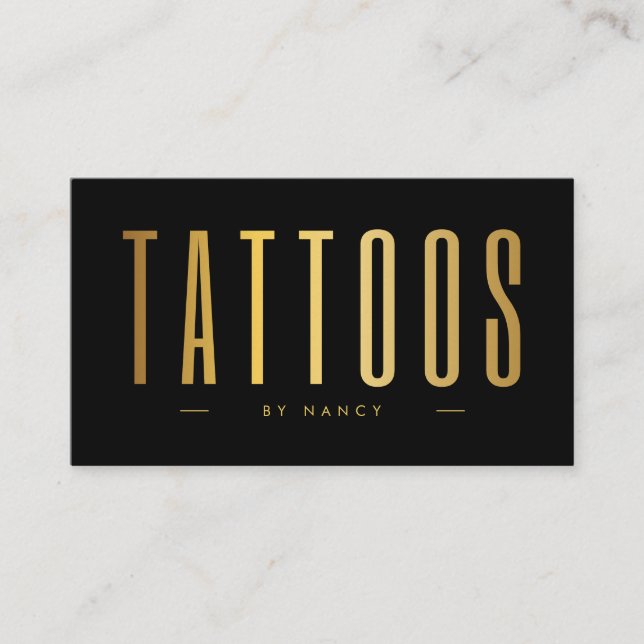 Black & Gold Tattoo Artist Minimalist  Business Card (Front)