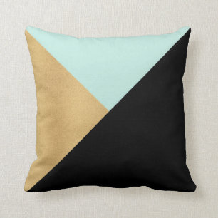Black Gold & Teal Modern Graphic Throw Pillow