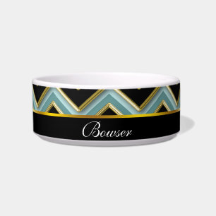Black Gold Teal ZigZag Bowl