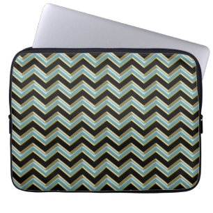 Black Gold Teal ZigZag Laptop Sleeve