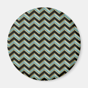 Black Gold Teal ZigZag Magnet
