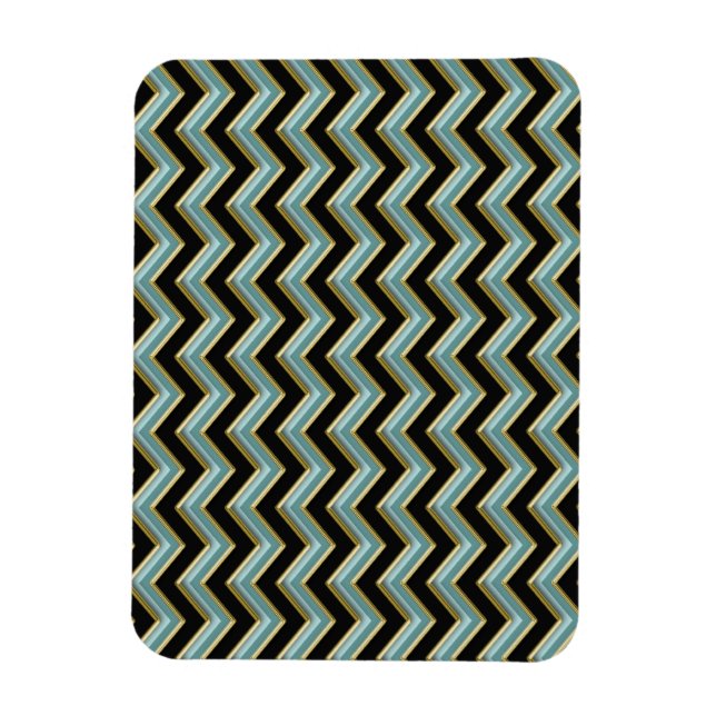Black Gold Teal ZigZag Magnet (Vertical)